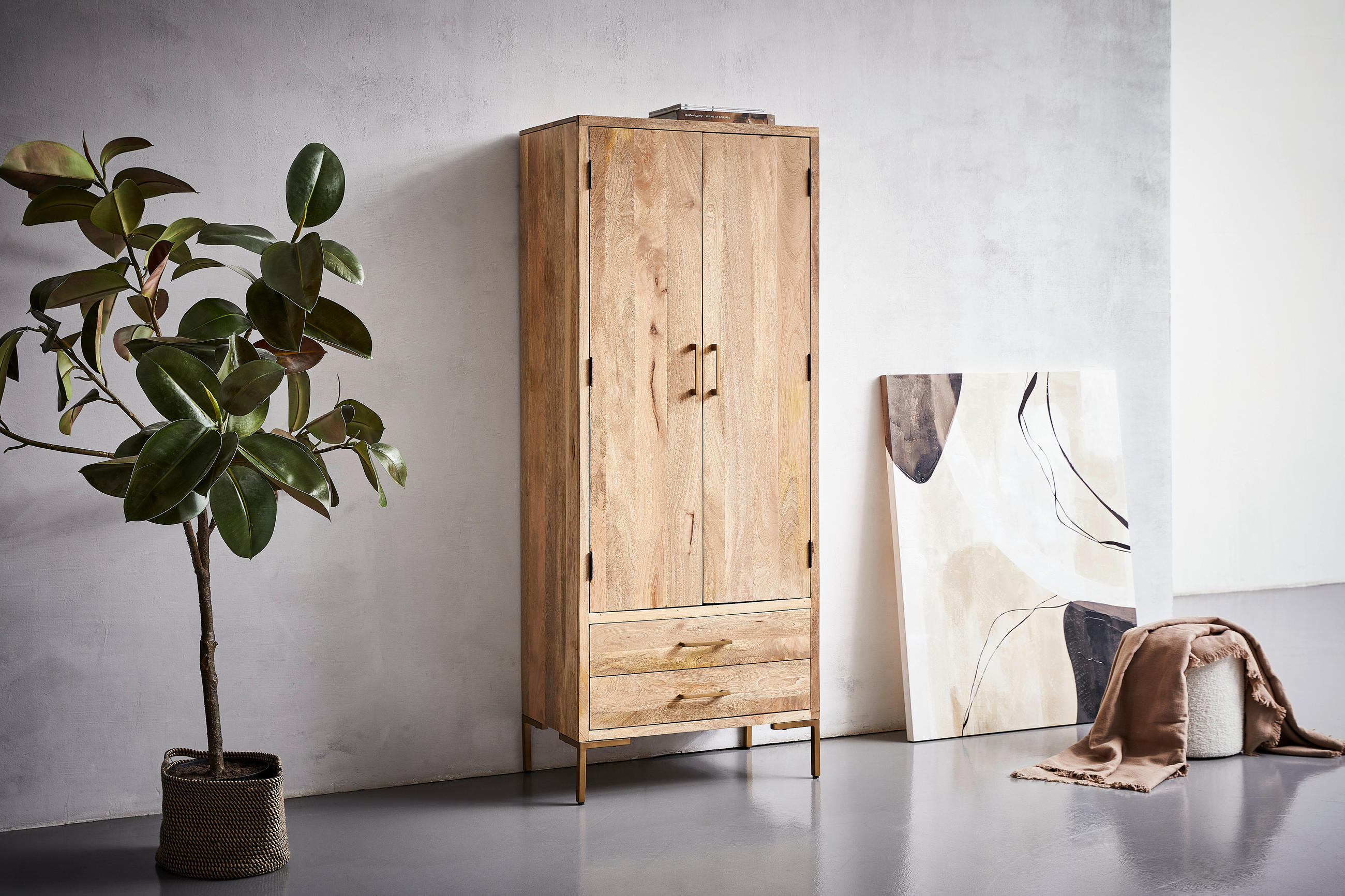 GARDEROBE  in 75/192/45 cm  - Goldfarben/Naturfarben, Natur, Holz/Metall (75/192/45cm) - MID.YOU