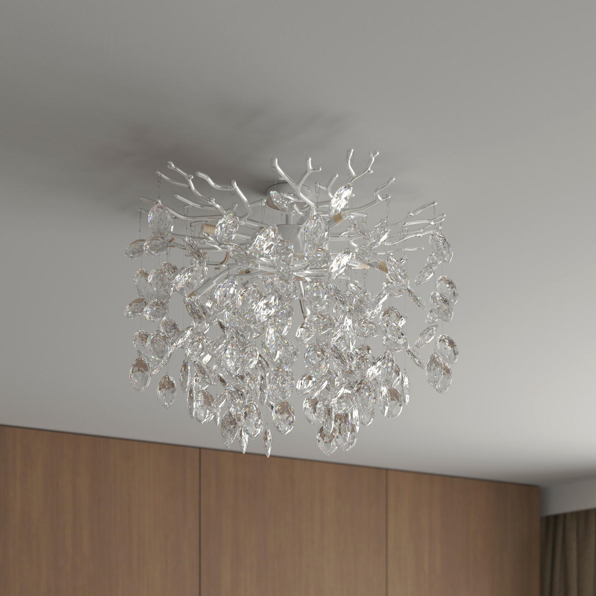 STROPNÍ SVÍTIDLO, 49/43 cm  - čiré, Konvenční, kov/sklo (49/43cm) - Glandor