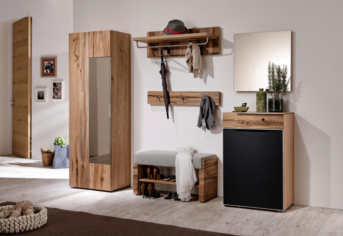 GARDEROBENSCHRANK  in 64/194/42,5 cm  - Eichefarben/Silberfarben, Natur, Glas/Holz (64/194/42,5cm) - Voglauer