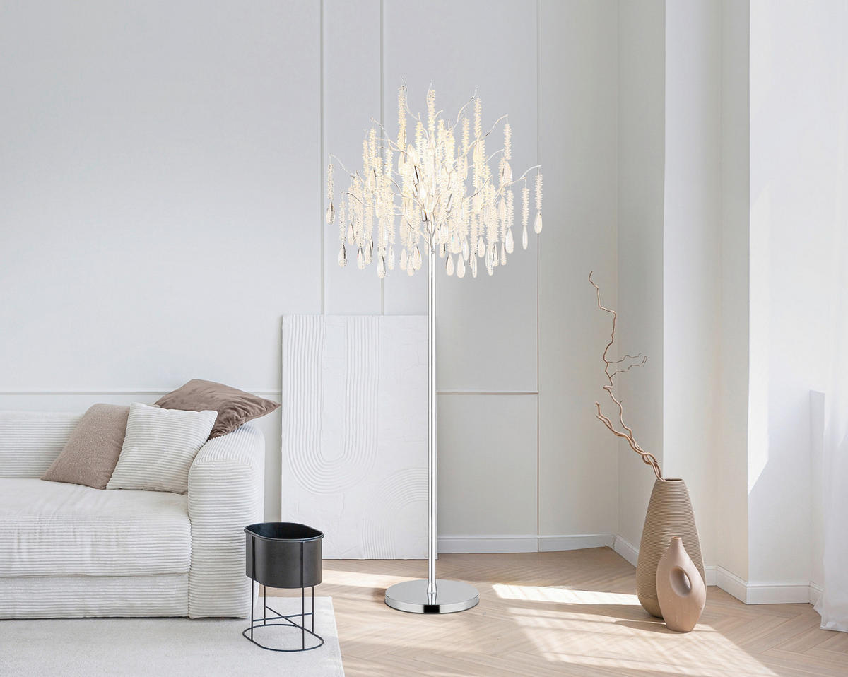 STEHLEUCHTE 55/165 cm    - Klar/Silberfarben, KONVENTIONELL, Glas/Kunststoff (55/165cm) - Globo