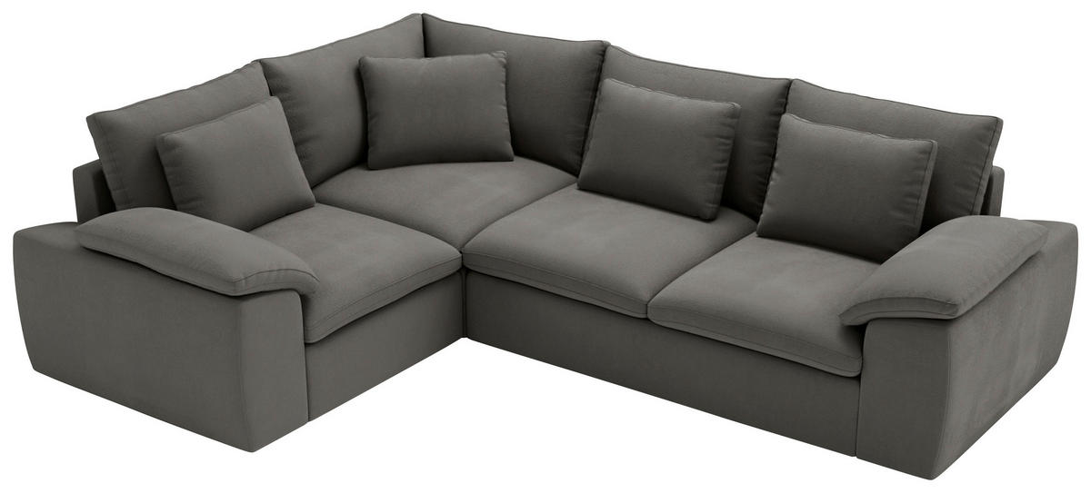 ECKSOFA Chenille Dunkelgrau  - Dunkelgrau/Schwarz, Design, Kunststoff/Textil (216/289cm) - Livetastic