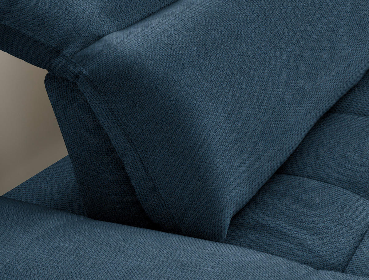 ECKSOFA in Webstoff Blau  288/179-202 cm  - Blau/Schwarz, Design, Textil/Metall (288/179-202cm) - Stylife