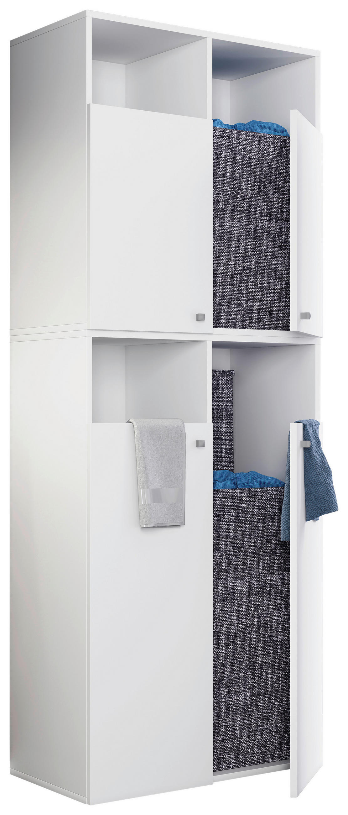 WÄSCHESCHRANK 80,1/184/39 cm Weiss  - Weiss/Grau, Modern, Holzwerkstoff/Kunststoff (80,1/184/39cm) - MID.YOU
