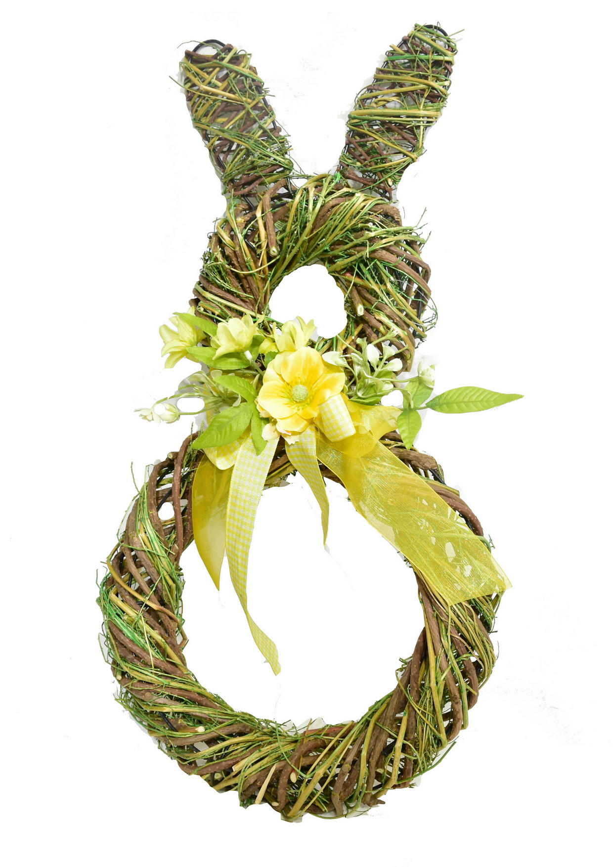 TAVASZI KOSZORÚ - sárga/világoszöld, Lifestyle, textil/fa (26/50/8cm)