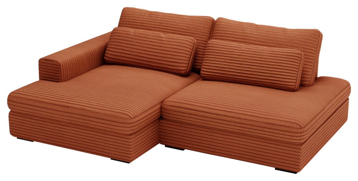 ECKSOFA in Cord Bronzefarben  - Schwarz/Bronzefarben, Design, Kunststoff/Textil (158/223cm) - Lomoco