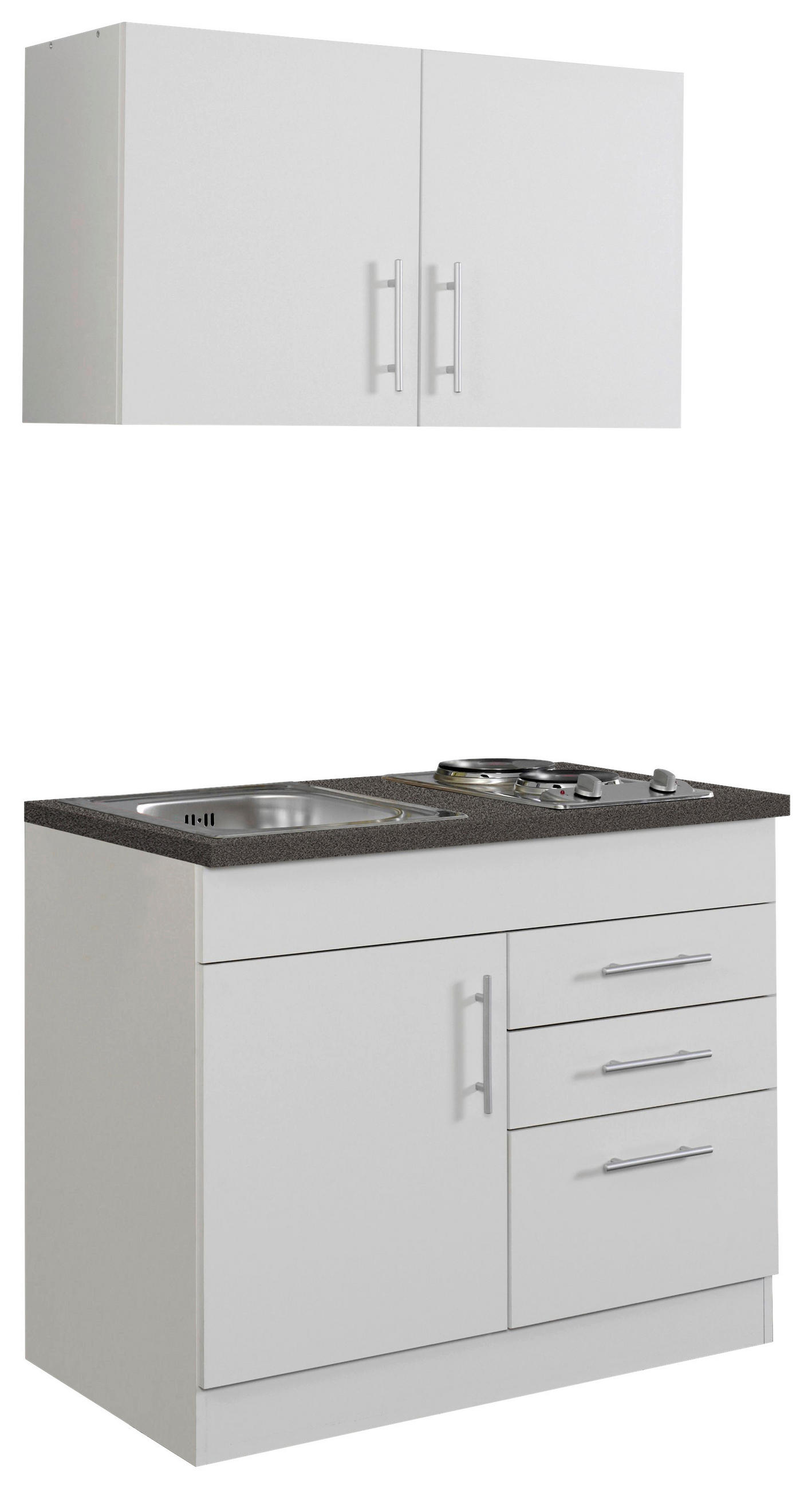 MINIKÜCHE 100 cm   in Weiss  - Chromfarben/Weiss, Modern, Holzwerkstoff/Metall (100cm) - Held
