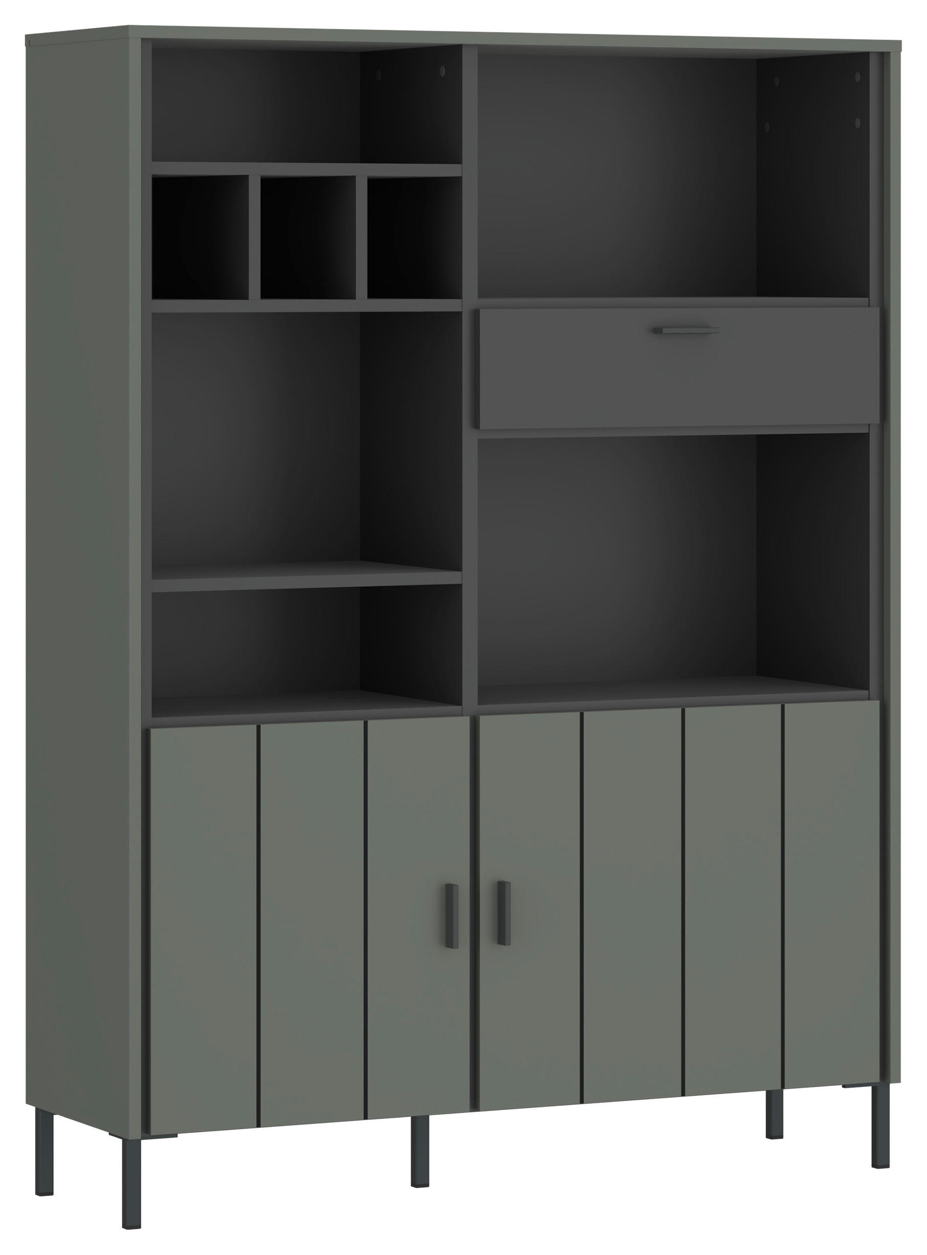 HIGHBOARD SHIRLEY  in 112,1/156/40 cm  - Schlammfarben/Anthrazit, Design, Holzwerkstoff/Kunststoff (112,1/156/40cm) - Carryhome
