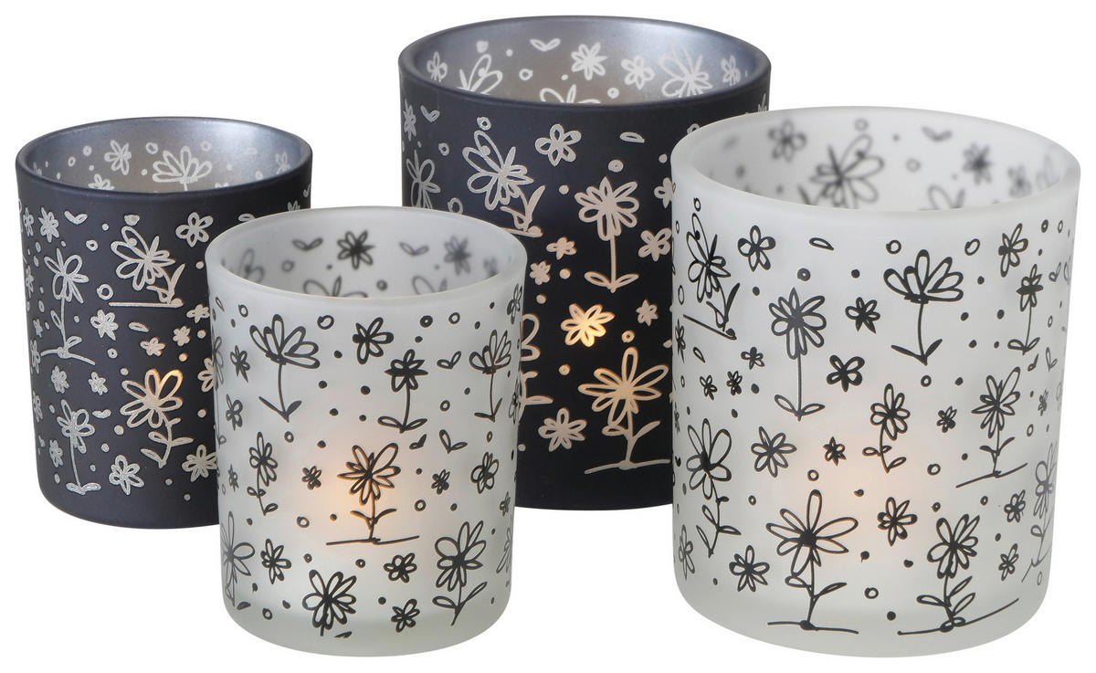 LJUSLYKTA - vit/svart, Basics, glas (9/10cm)