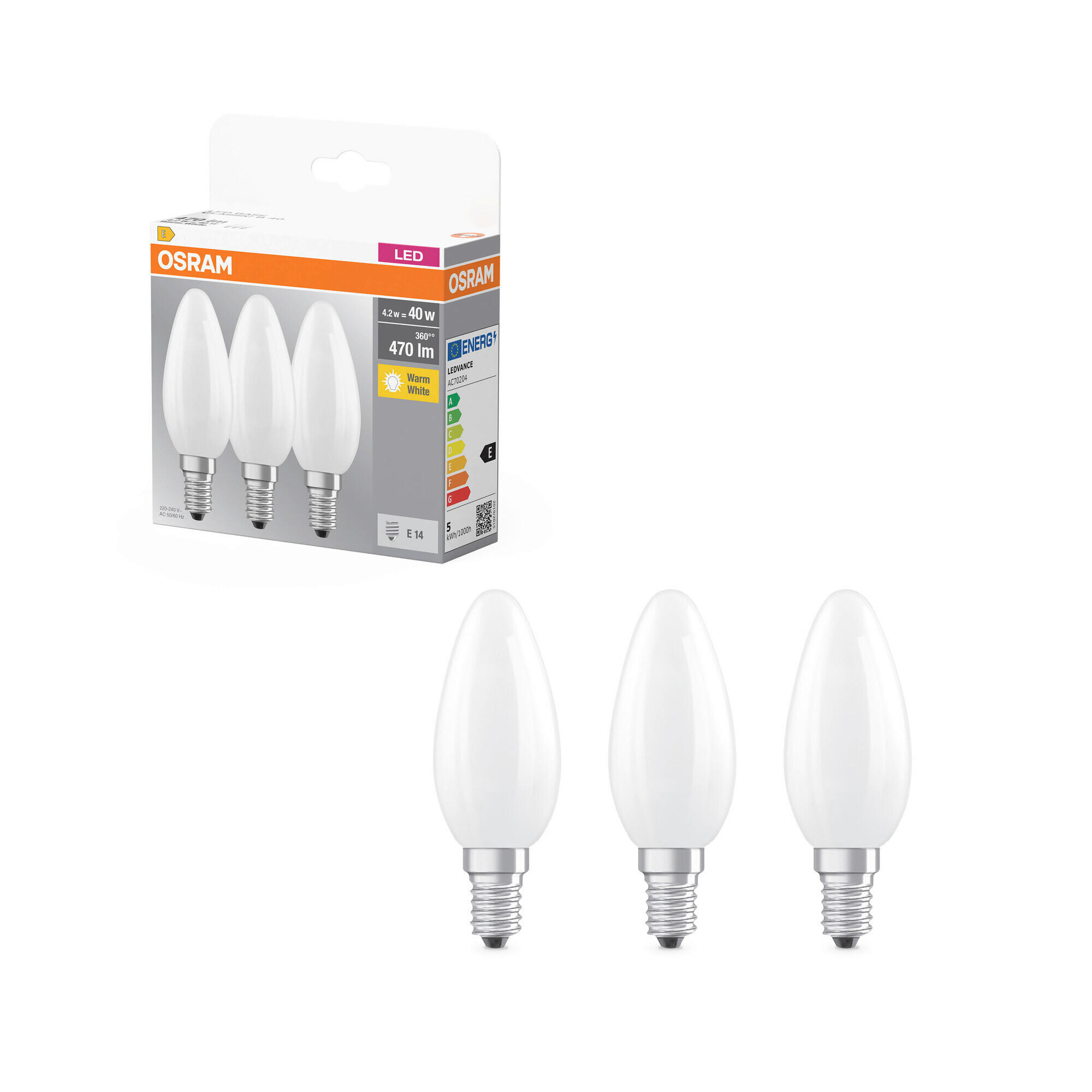 LED-LEUCHTMITTEL   E14 4,2 W 470 lm  - Weiß, Basics, Glas (3,5/10cm)