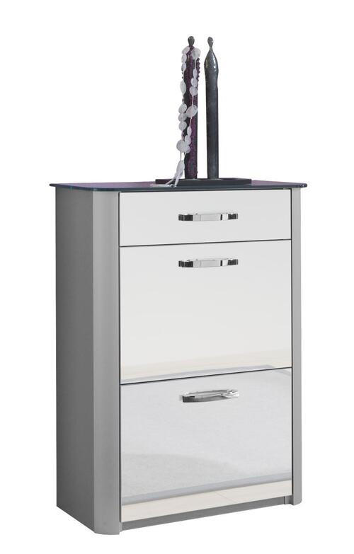 SCHUHSCHRANK Silberfarben, Alufarben  - Chromfarben/Silberfarben, Design, Glas/Holzwerkstoff (71/97/34cm) - Moderano