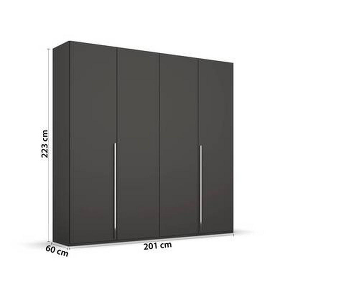 DREHTÜRENSCHRANK in Graphitfarben  - Chromfarben/Graphitfarben, Design, Holzwerkstoff/Metall (201/223/60cm) - home24