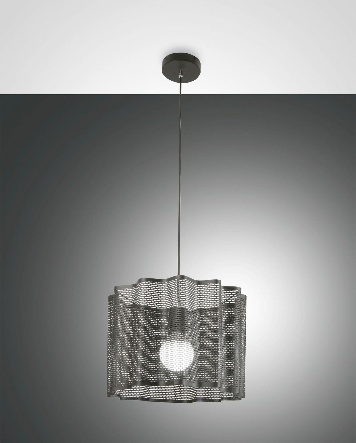 HÄNGELEUCHTE Glicine 40/200 cm   - Schwarz, Design, Metall (40/200cm) - Fabas Luce