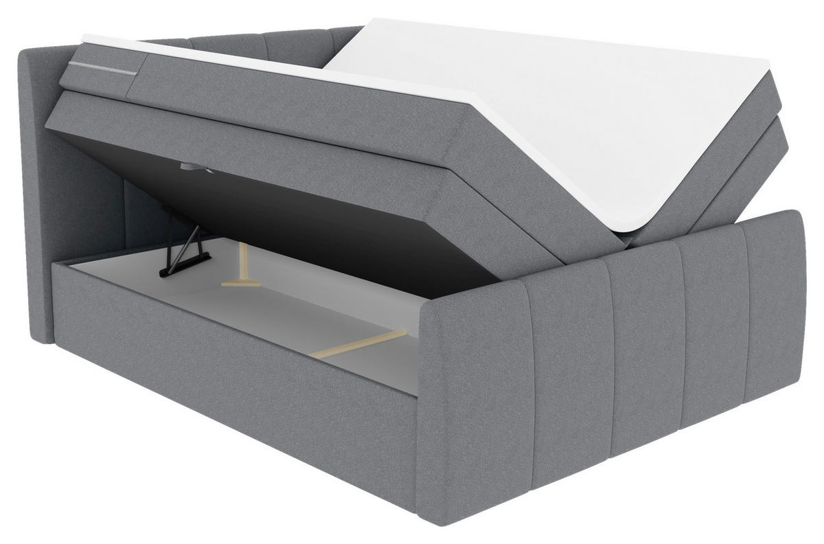 LIT BOXSPRING 180/200 cm  in Grau  - Schwarz/Grau, Konventionell, Kunststoff/Textil (180/200cm) - Carryhome