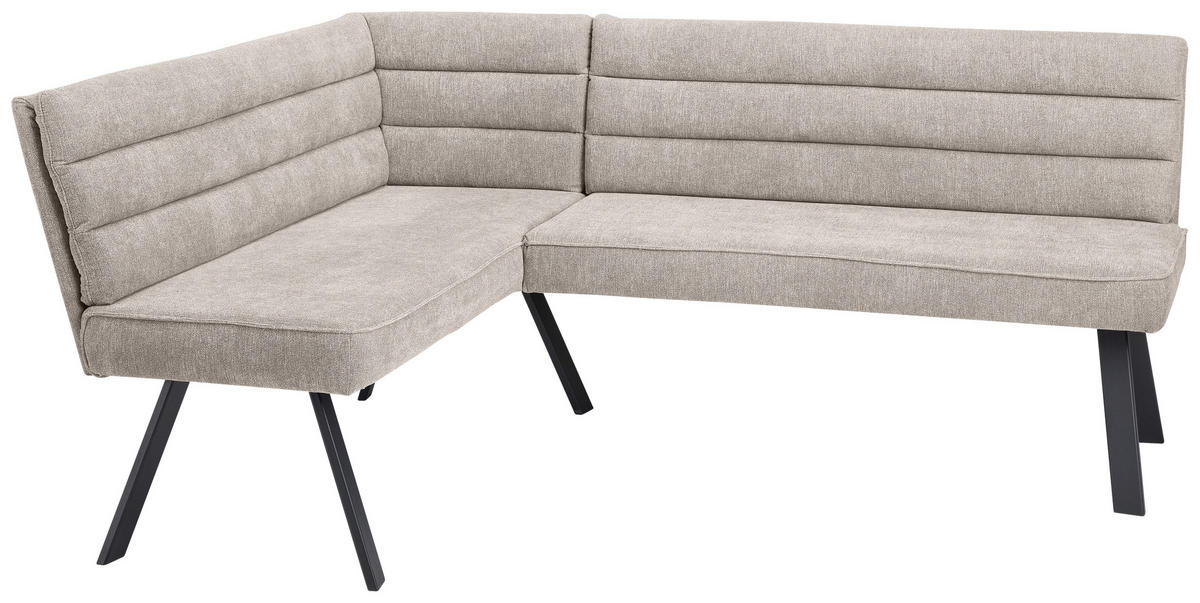 ECKBANK 155/195 cm beflockt Braun, Schwarz   - Schwarz/Braun, Design, Textil/Metall (155/195cm) - Cantus