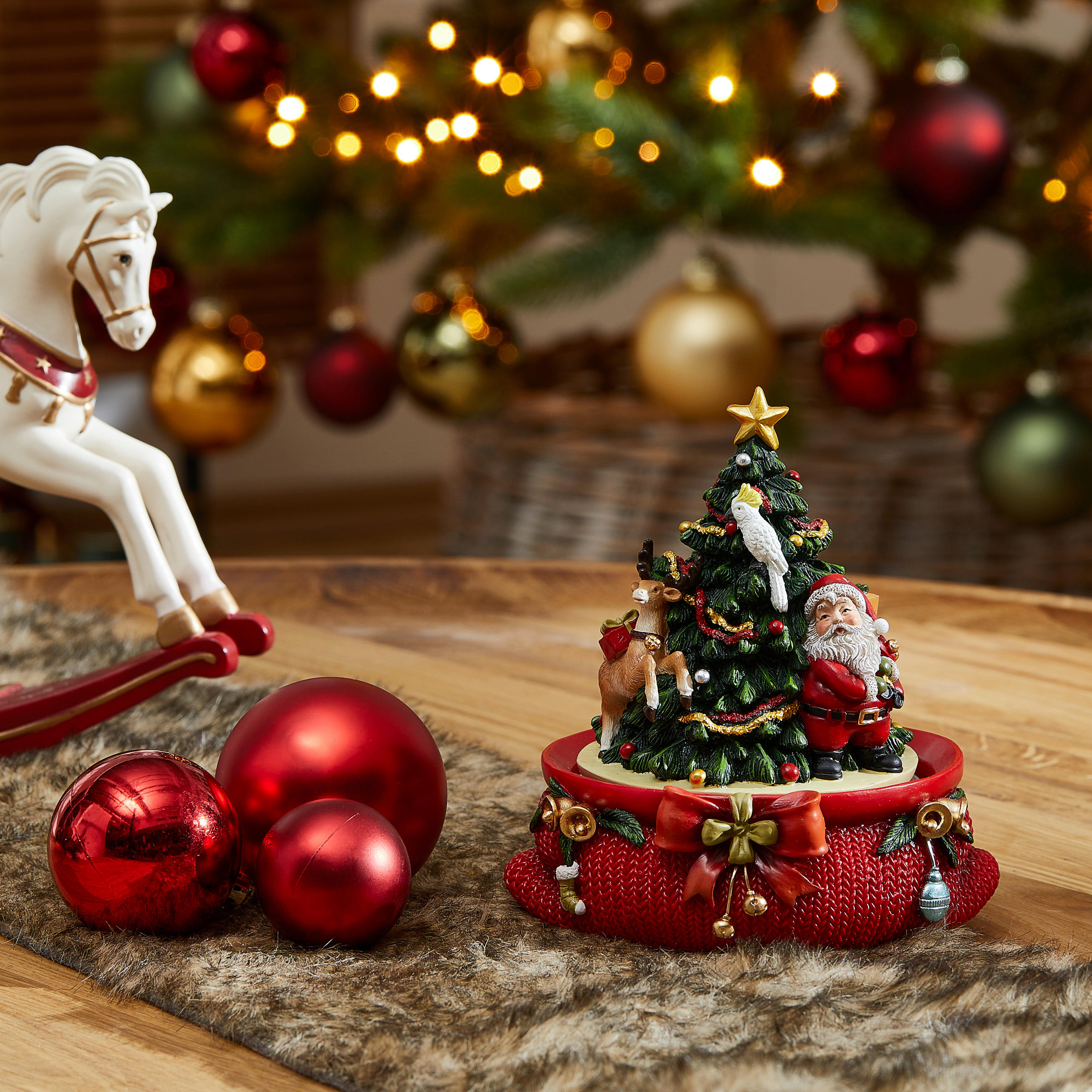 DEKOSPIELUHR  - Rot/Grün, Basics, Kunststoff (12,5/12/14,5cm) - X-Mas