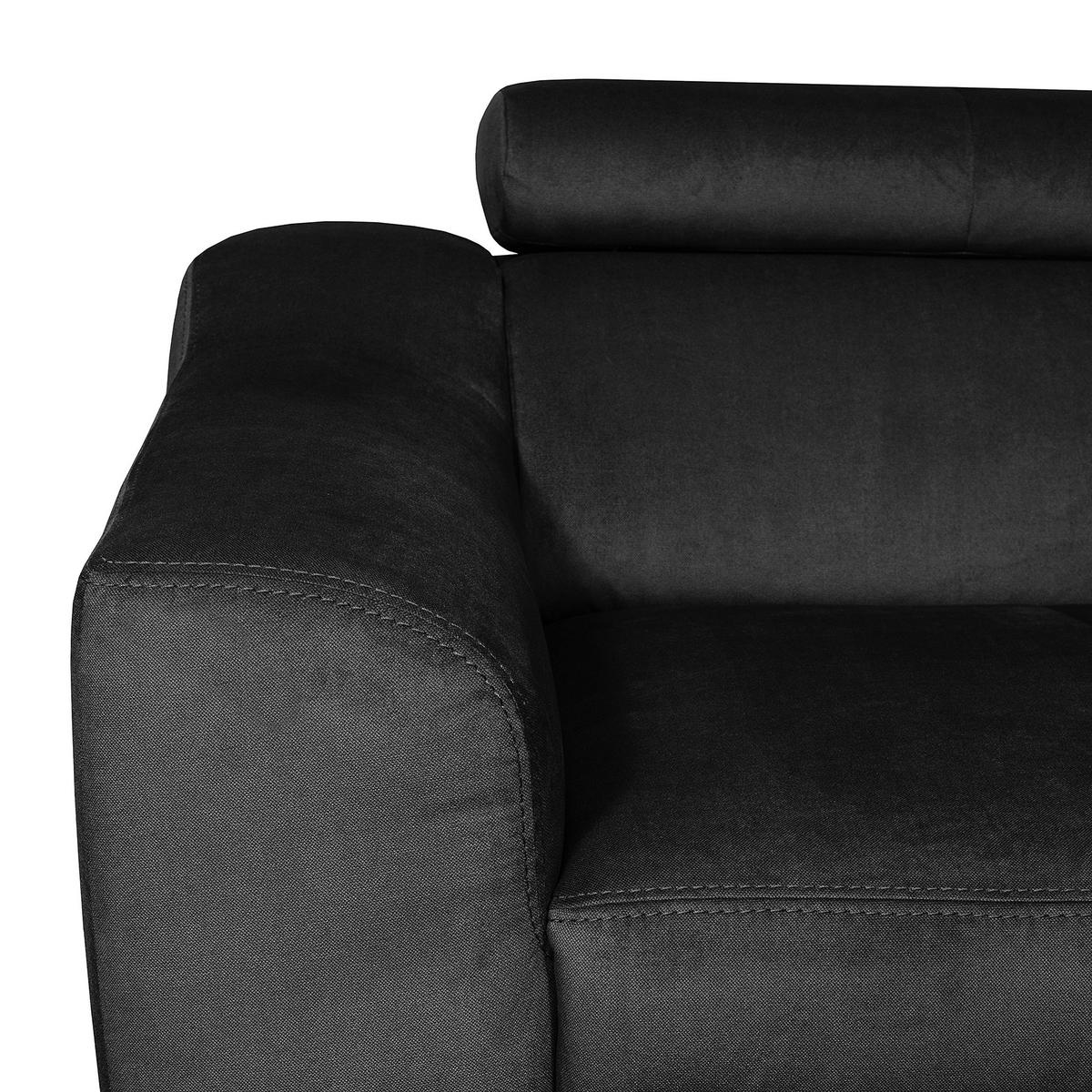 ECKSOFA in Webstoff Schwarz  - Buchefarben/Schwarz, Design, Holz/Textil (245/208cm) - Livetastic