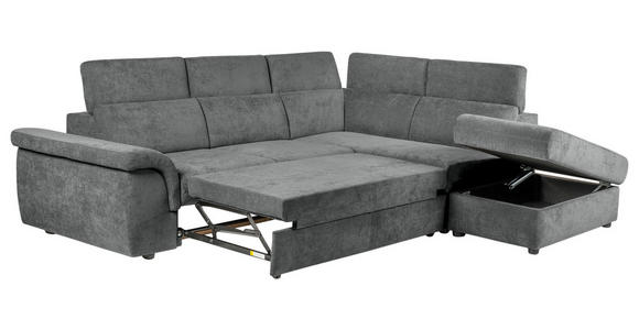 ECKSOFA Dunkelgrau Flachgewebe - Dunkelgrau/Schwarz, KONVENTIONELL, Kunststoff/Textil (280/235cm) - Carryhome