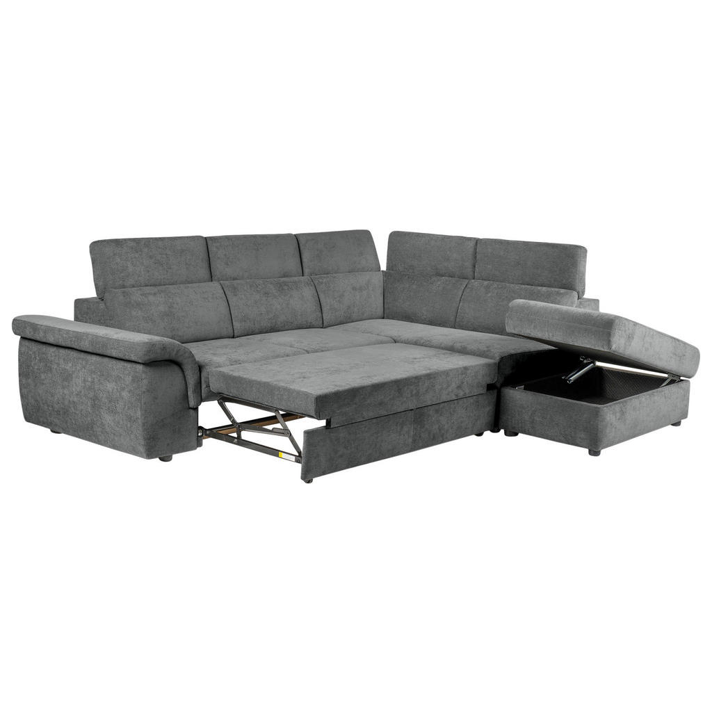 Thumbnail - Carryhome Ecksofa, Dunkelgrau, Textil, 4-Sitzer, Ottomane rechts, L-Form, 280x235 cm, Stoffauswahl, Liegefunktion, seite...