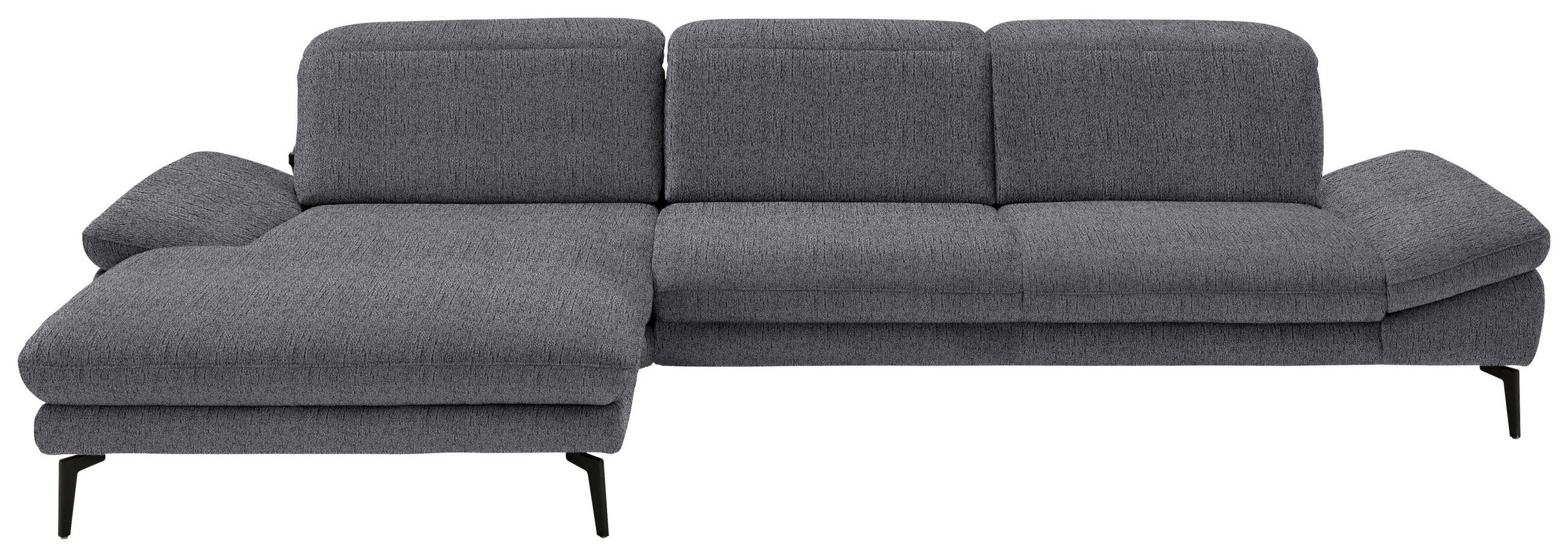 ECKSOFA in Chenille Anthrazit  - Anthrazit/Schwarz, Design, Textil/Metall (188/319cm) - Beldomo System