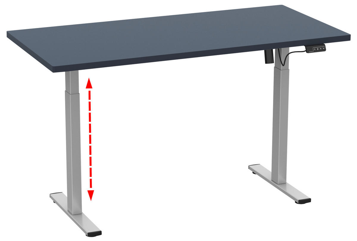 SCHREIBTISCH  in Anthrazit, Silberfarben  - Anthrazit/Silberfarben, Design, Holzwerkstoff/Metall (140/71/80cm) - MID.YOU