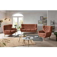OHRENSESSEL Webstoff Rostfarben  - Eichefarben/Rostfarben, Design, Holz/Textil (87/101/95cm) - Stylife