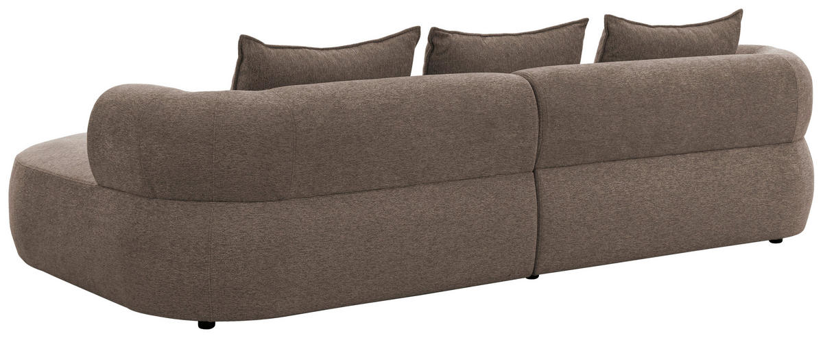 ECKSOFA in Chenille Braun  256/156 cm  - Schwarz/Braun, Design, Kunststoff/Textil (256/156cm) - Livetastic
