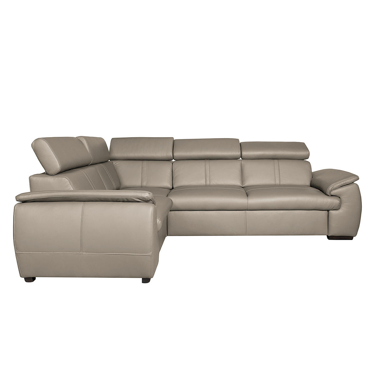 ECKSOFA Hellgrau Echtleder  - Wengefarben/Hellgrau, Design, Leder/Holz (193/265cm) - Livetastic