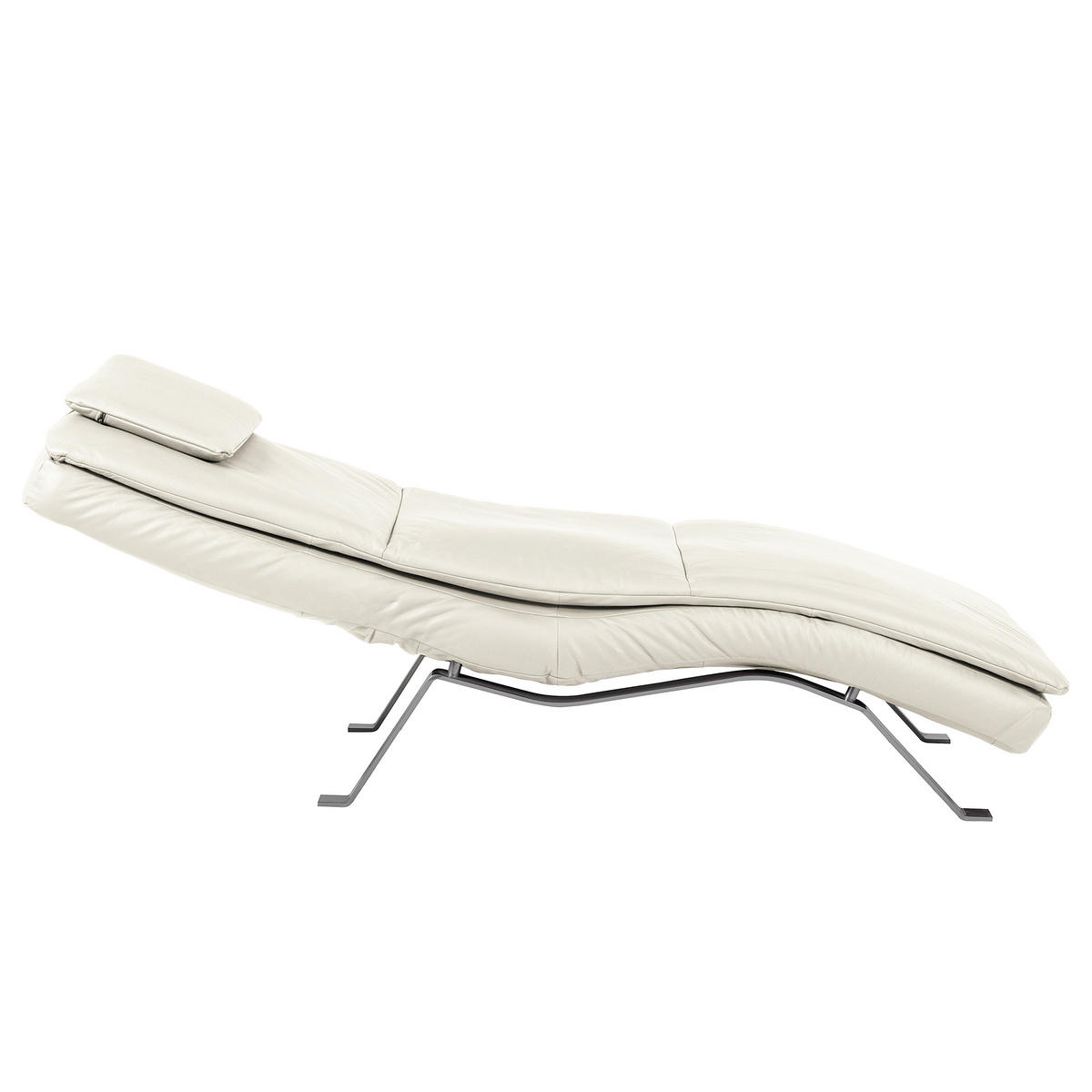 RELAXLIEGE in Echtleder Weiß  - Silberfarben/Weiß, Design, Leder/Metall (65/95/171cm) - Celina Home