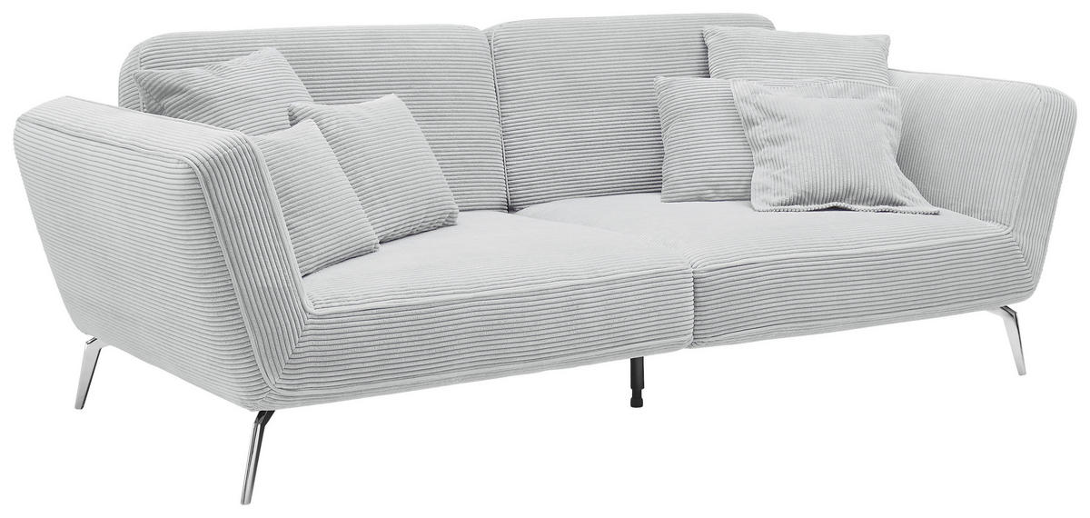 3-SITZER-SOFA Cord Silberfarben  - Chromfarben/Silberfarben, KONVENTIONELL, Kunststoff/Textil (260/90/125cm) - SetOne by Musterring