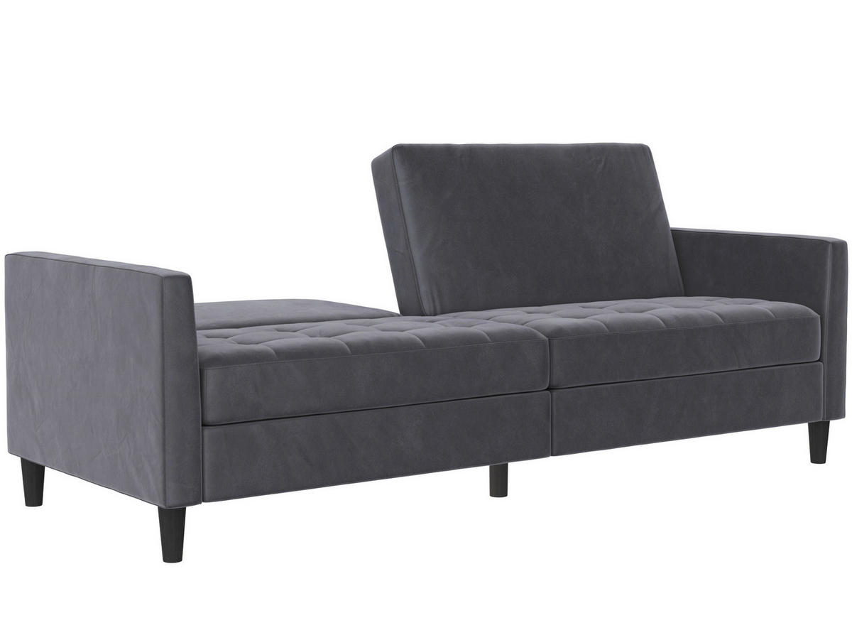 SCHLAFSOFA PALERMO in Velours Dunkelgrau Vintage, Skandinavisch, Modern, Landhaus  - Dunkelgrau/Schwarz, Basics, Kunststoff/Textil (207/86/86cm) - Livetastic