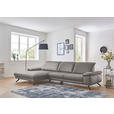 ECKSOFA in Echtleder Grau  - Schwarz/Grau, Design, Leder/Metall (193/328cm) - Dieter Knoll