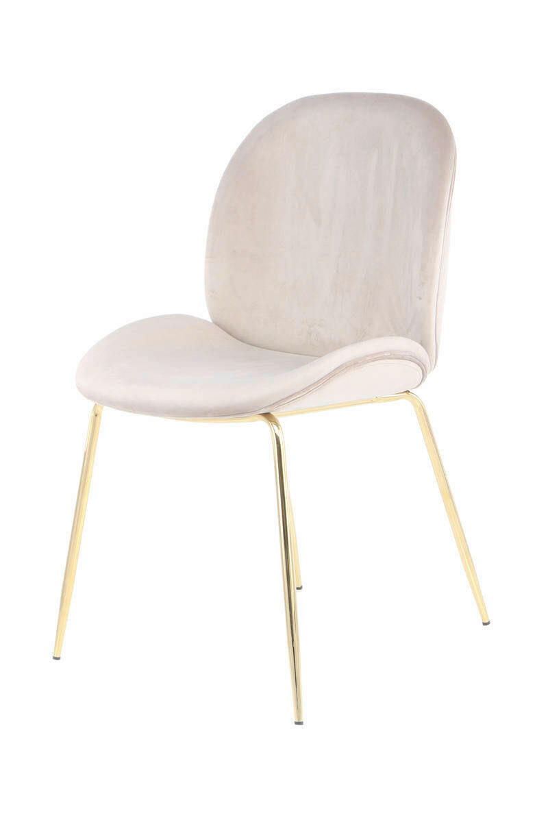 STUHL-SET 2 Stück  in Eisen  - Beige/Messingfarben, Design, Kunststoff/Metall (47/90/59cm) - Kayoom