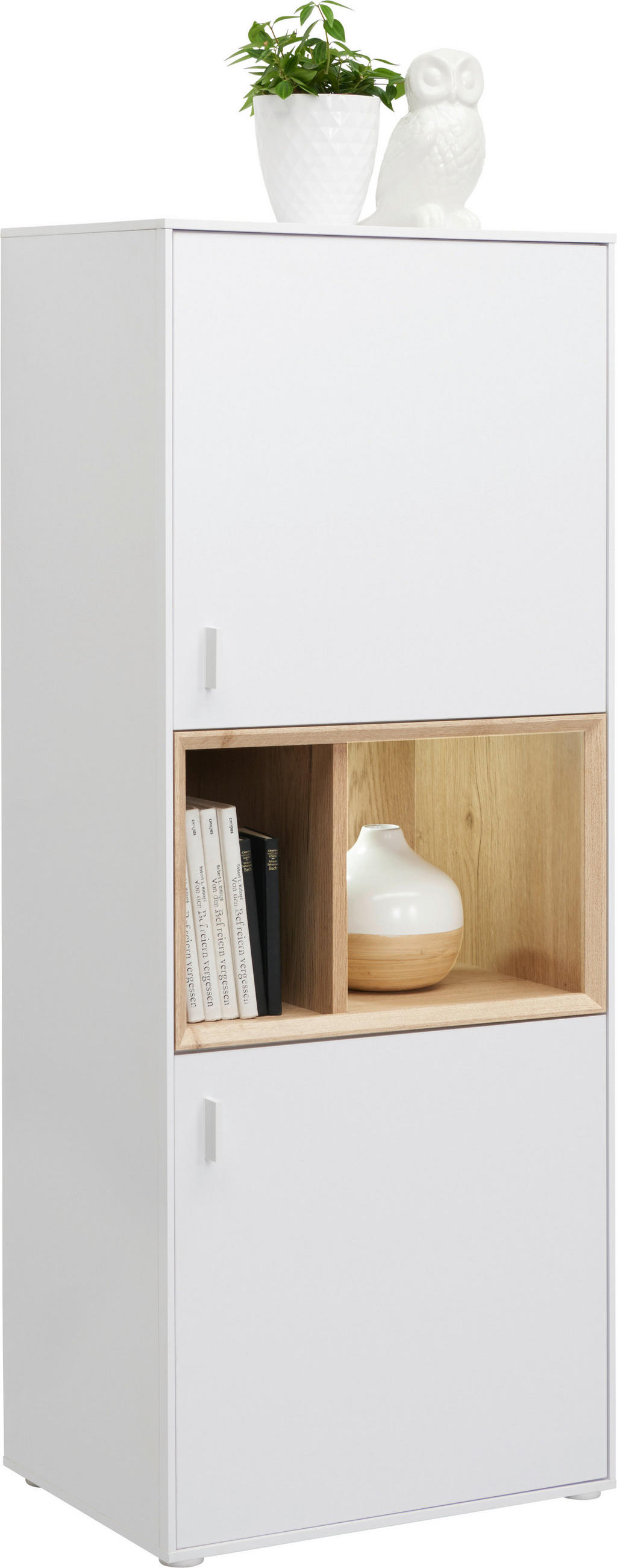 KOMODA  - biela/farba duba, Design, kompozitné drevo/plast (55/136/40cm) - Hom`in
