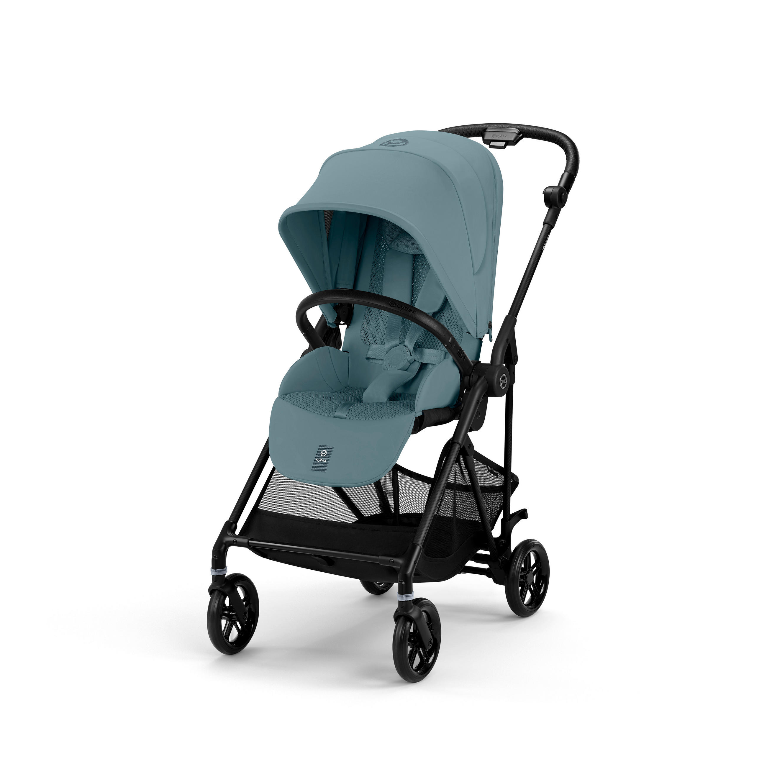 KINDERWAGEN  Melio Carbon  Stormy Blue  - Pastellblau/Schwarz, Basics, Textil/Metall (82-91/49/96,5-107cm) - cybex GOLD