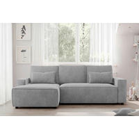 ECKSCHLAFSOFA in Chenille Silberfarben  - Silberfarben/Schwarz, Modern, Kunststoff/Textil (154/247cm) - Livetastic