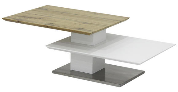 COUCHTISCH in Metall, Holzwerkstoff 80/60/40 cm - Edelstahlfarben/Eichefarben, Design, Holzwerkstoff/Metall (80/60/40cm) - Xora