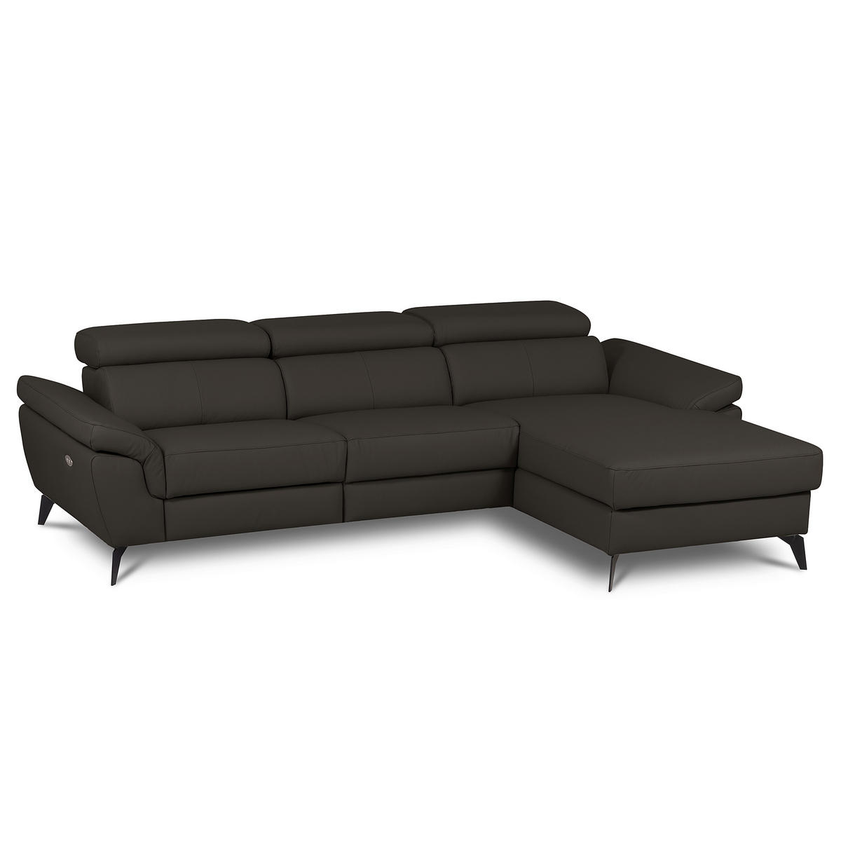 ECKSOFA  in Lederlook Echtleder Dunkelbraun  252/179 cm  - Dunkelbraun/Schwarz, Design, Leder/Textil (252/179cm) - Livetastic
