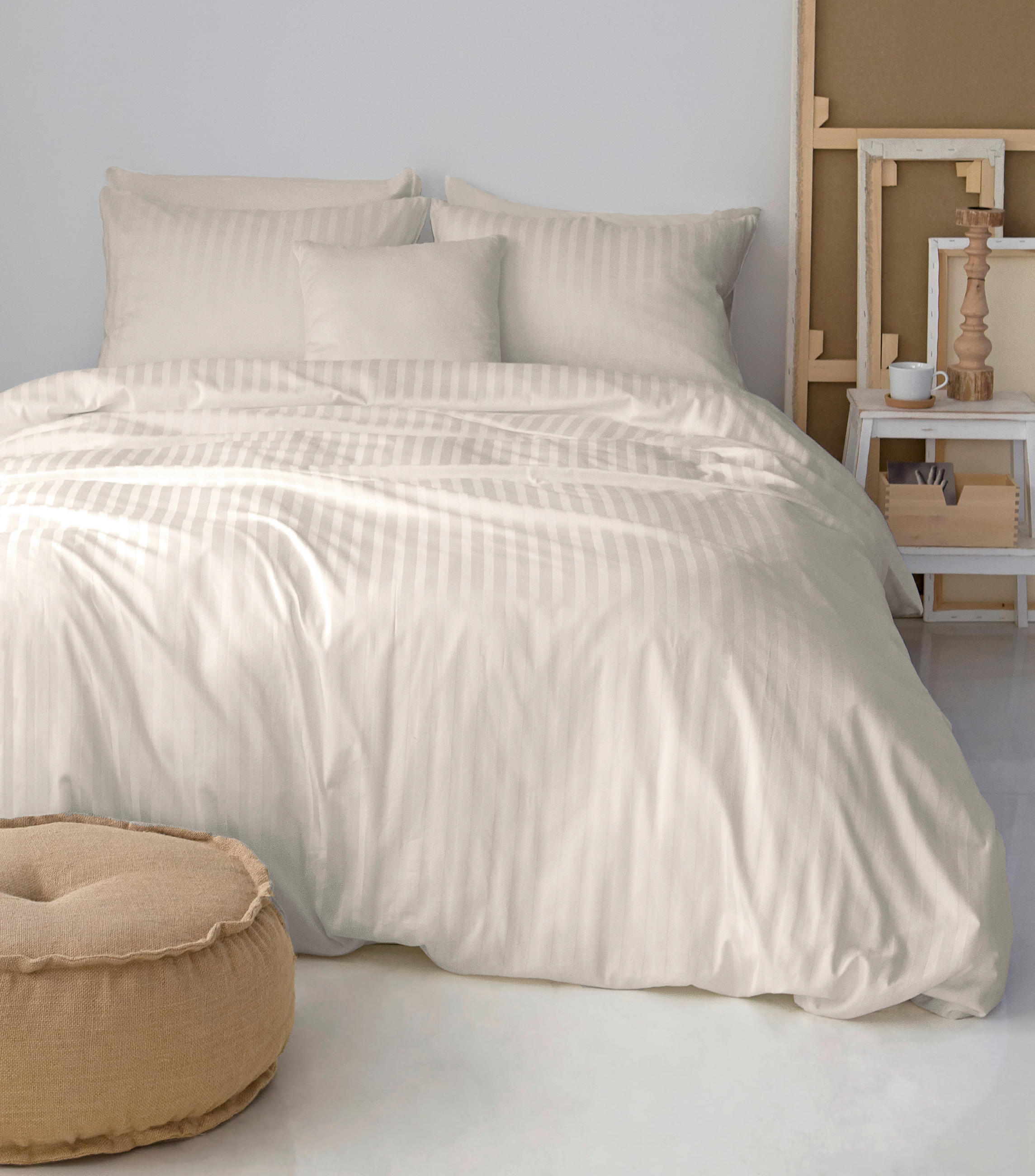 KOPFKISSENBEZUG Bio Stripe 50/70 cm  - Sandfarben, Basics, Textil (50/70cm) - Bio:Vio
