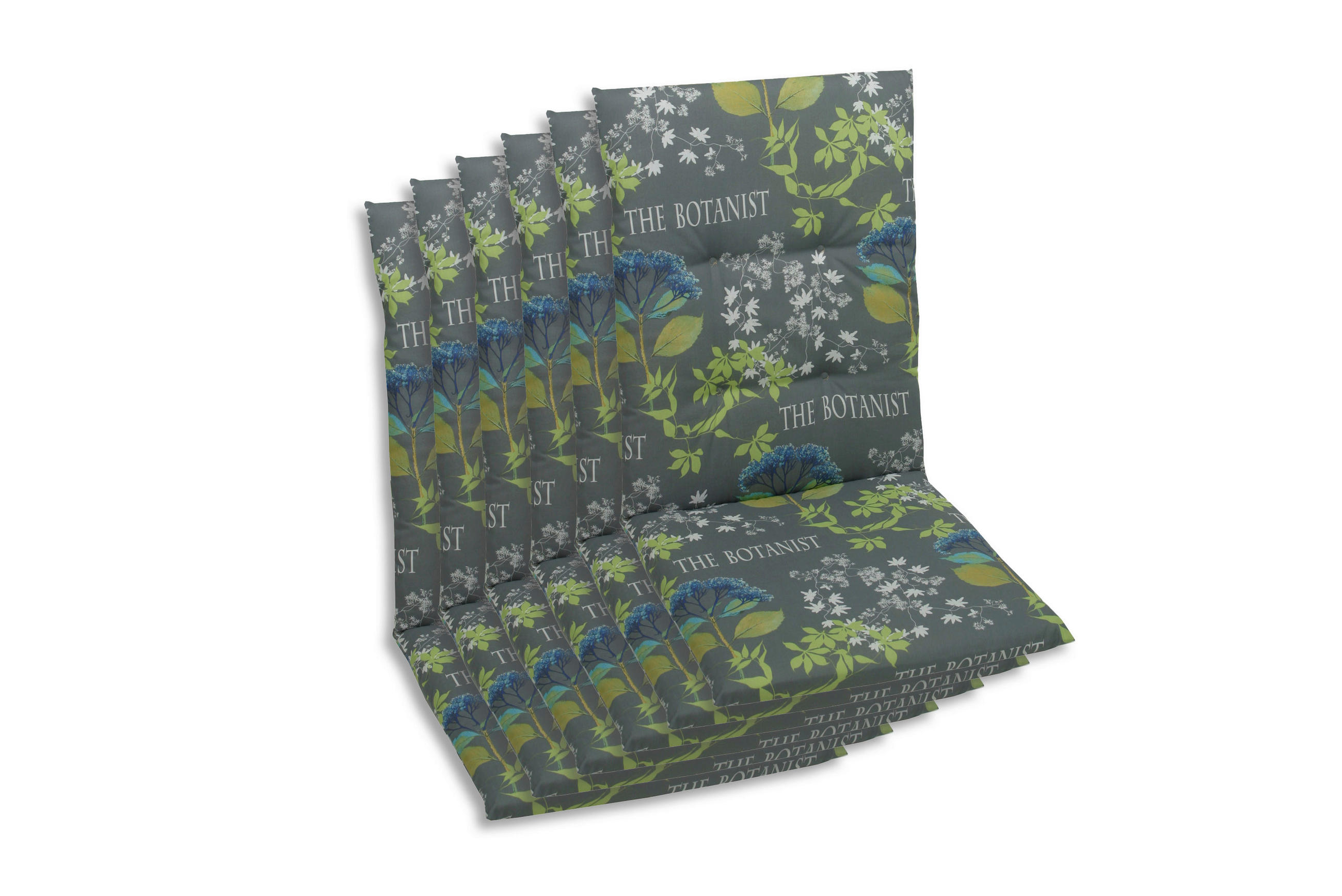 SESSELAUFLAGENSET Blume - Blau/Grau, Basics, Textil (48/5/108cm)