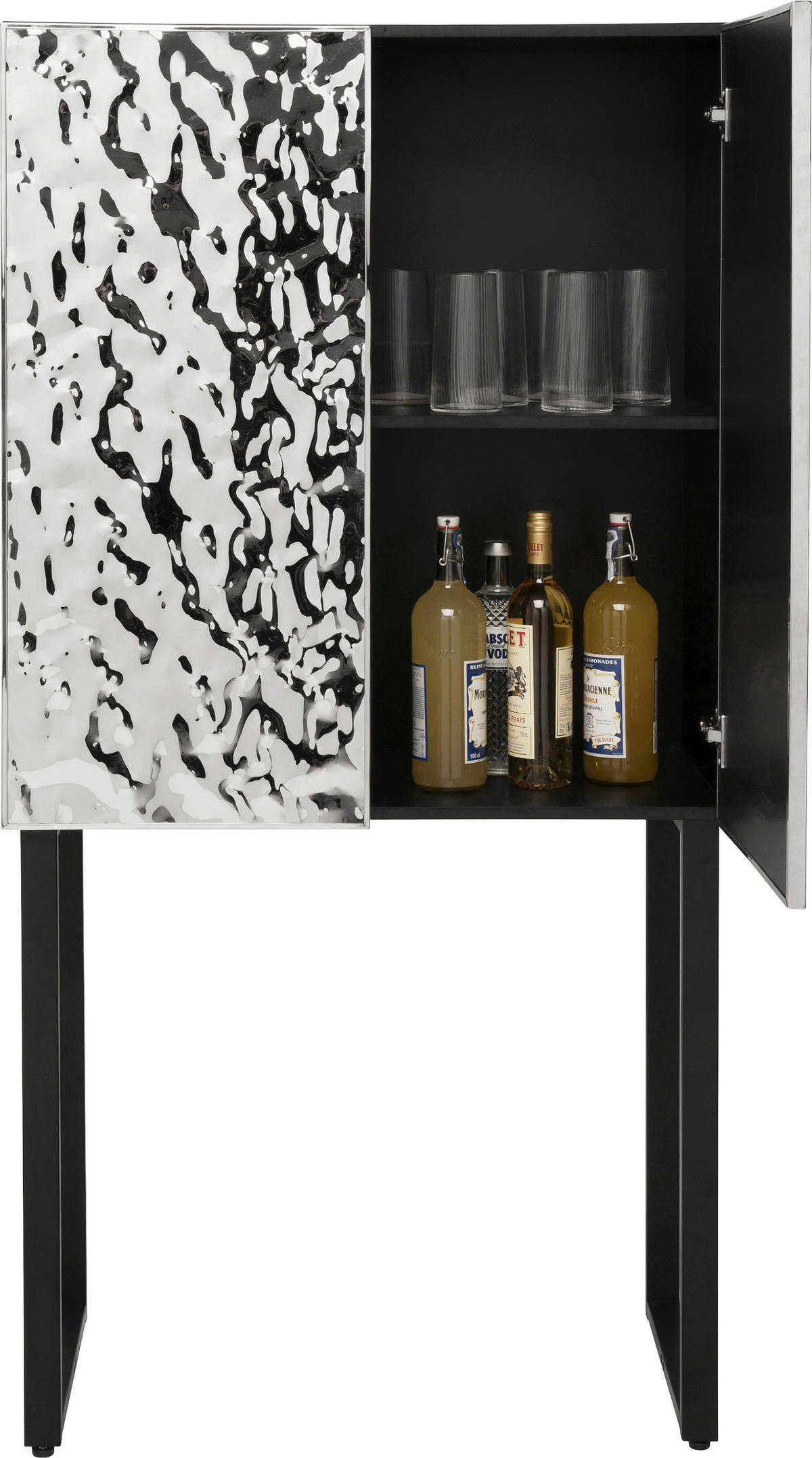 KOMMODE , 80/160/39 cm,  - Chromfarben/Schwarz, Design, Holzwerkstoff/Metall (80/160/39cm) - Kare-Design