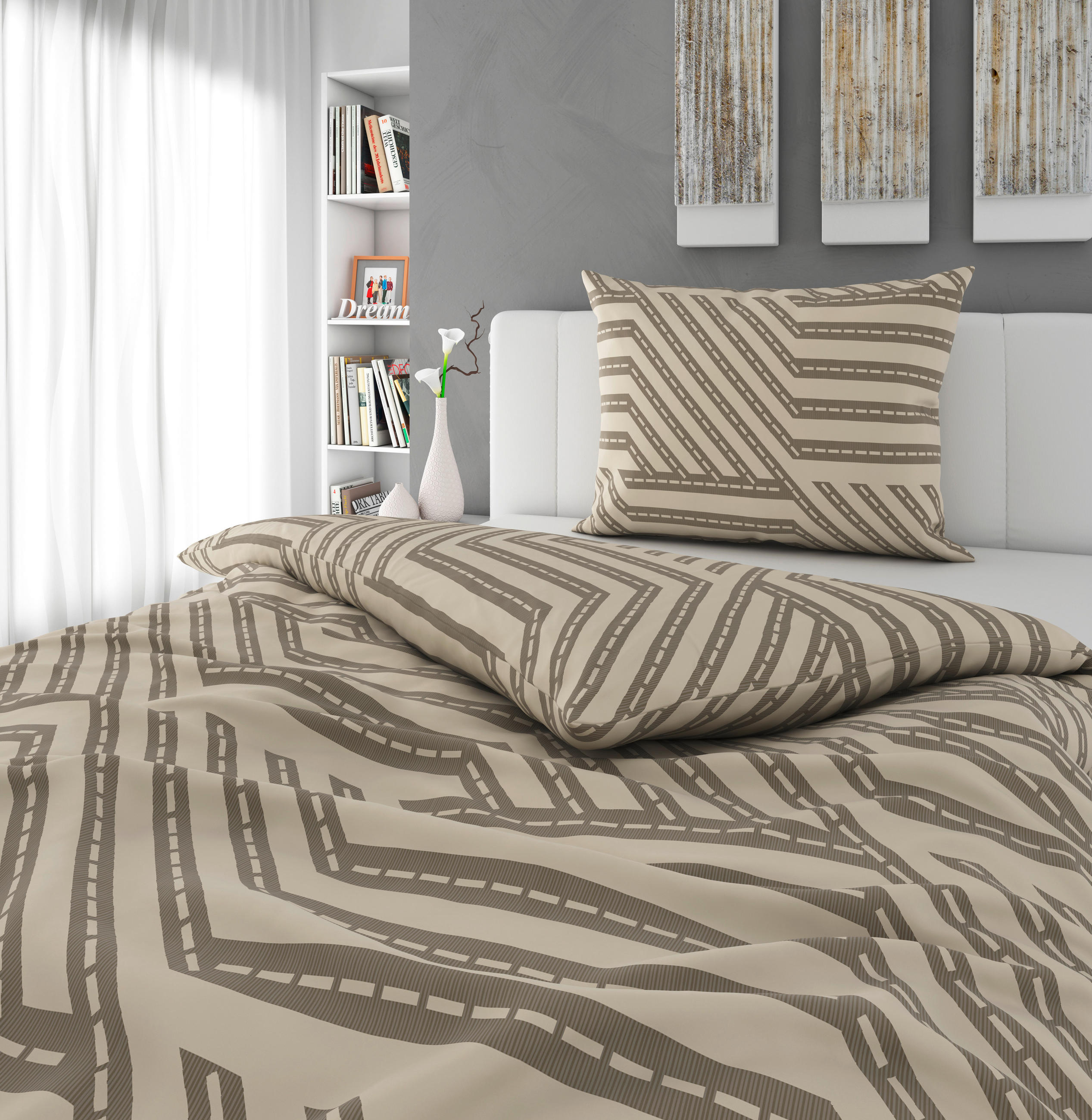 POSTEĽNÁ BIELIZEŇ, renforcé, sivá, 140/200 cm - sivá, Konventionell, textil (140/200cm) - Bio:Vio