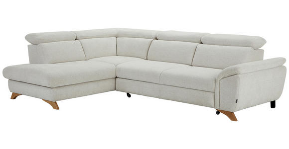 ECKSOFA in Chenille Creme  - Eichefarben/Creme, MODERN, Holz/Textil (212/287cm) - Valnatura