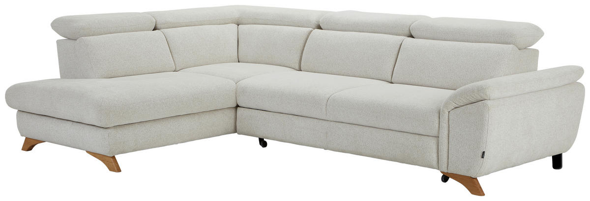 ECKSOFA in Chenille Creme  - Eichefarben/Creme, Modern, Holz/Textil (212/287cm) - Valnatura
