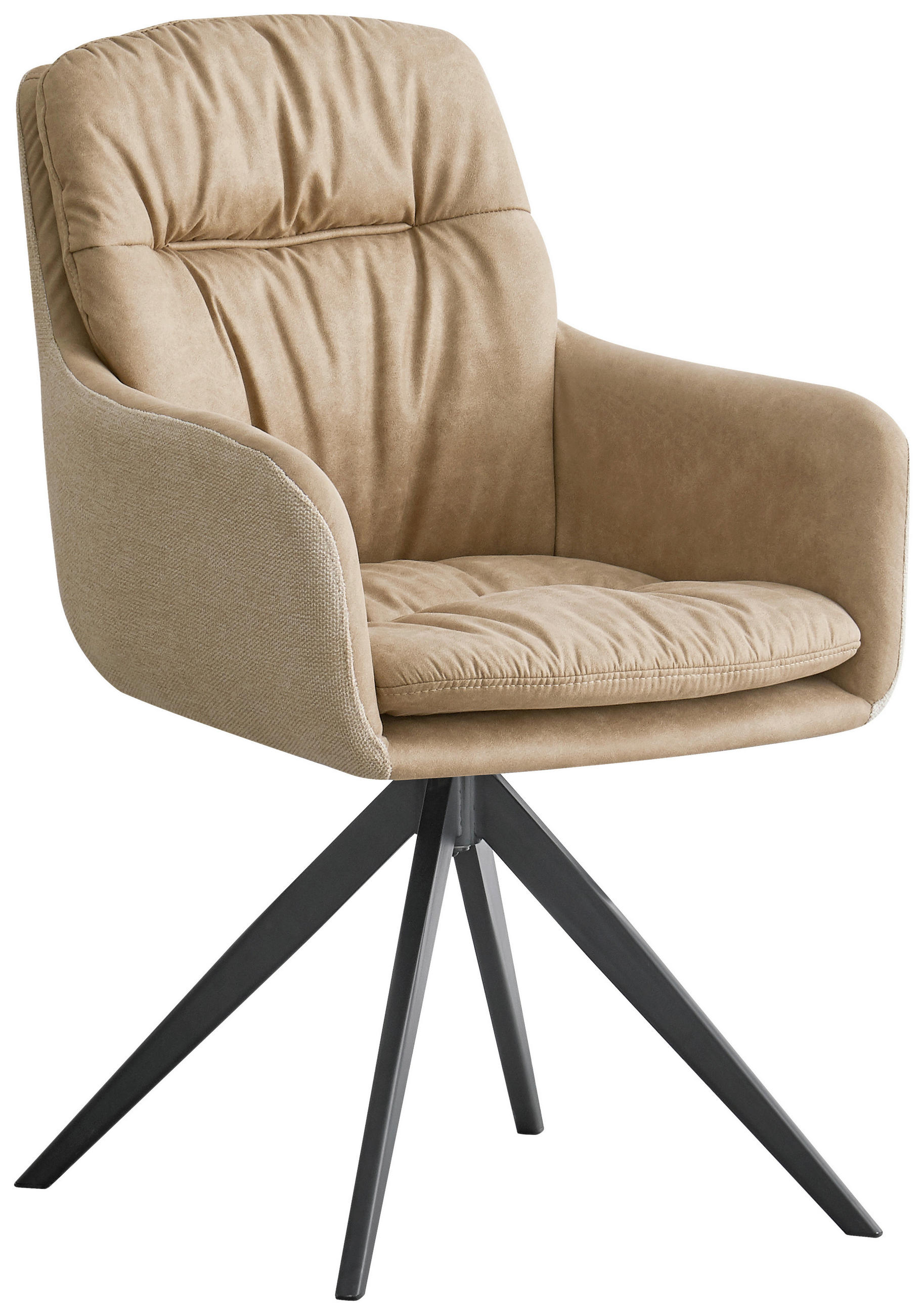 ARMLEHNSTUHL  in Lederlook, Textilgeflecht  - Taupe/Schwarz, MODERN, Textil/Metall (57/87/64,5cm) - Kayoom