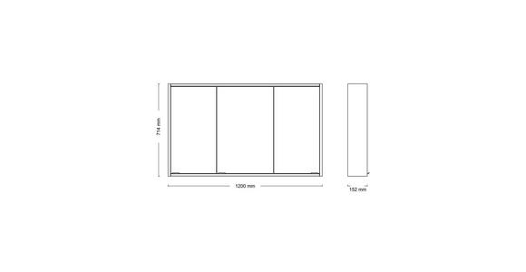 SPIEGELSCHRANK 120/71,4/15,2 cm  - Chromfarben/Silberfarben, KONVENTIONELL, Glas/Holz (120/71,4/15,2cm) - Xora
