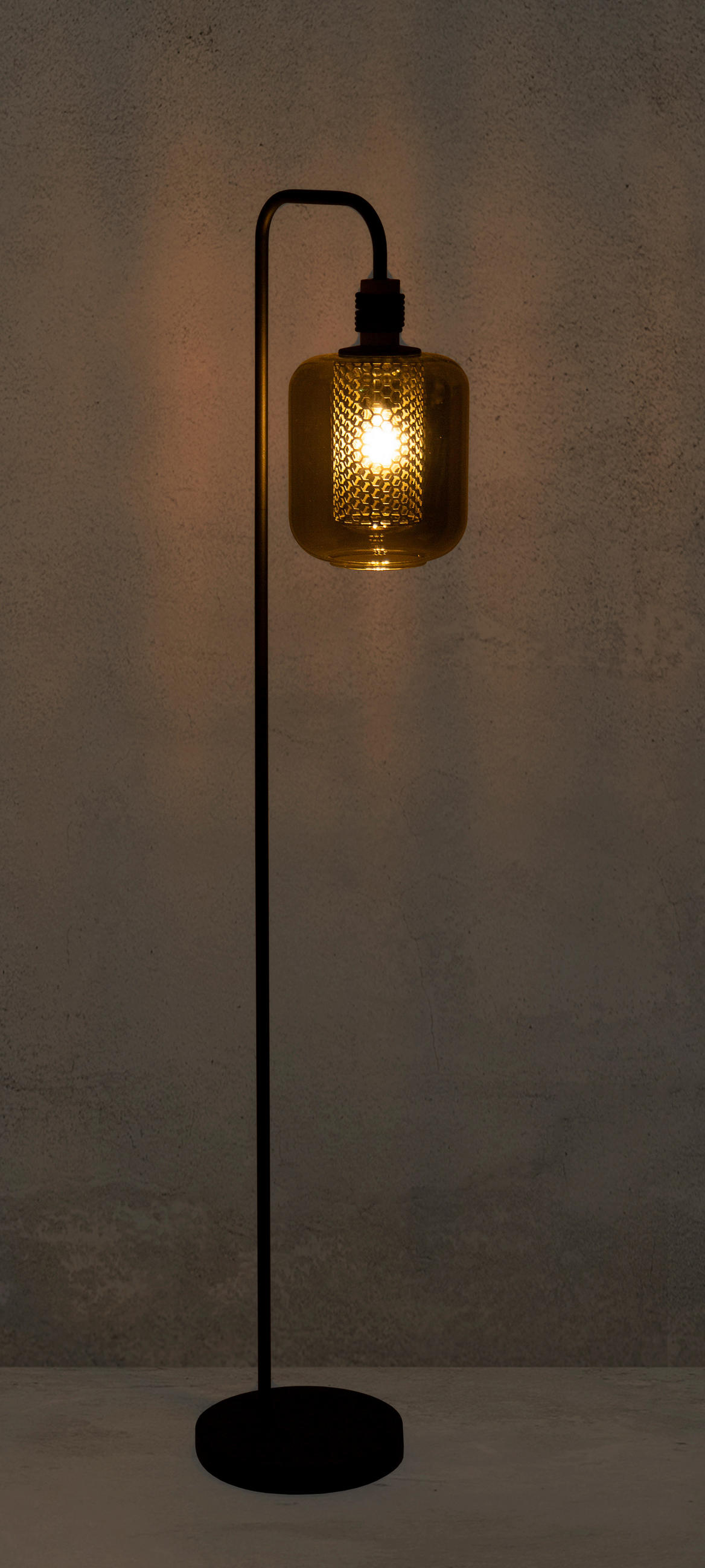 STEHLEUCHTE - Schwarz/Grau, Design, Glas/Metall (25/25/150cm) - Globo