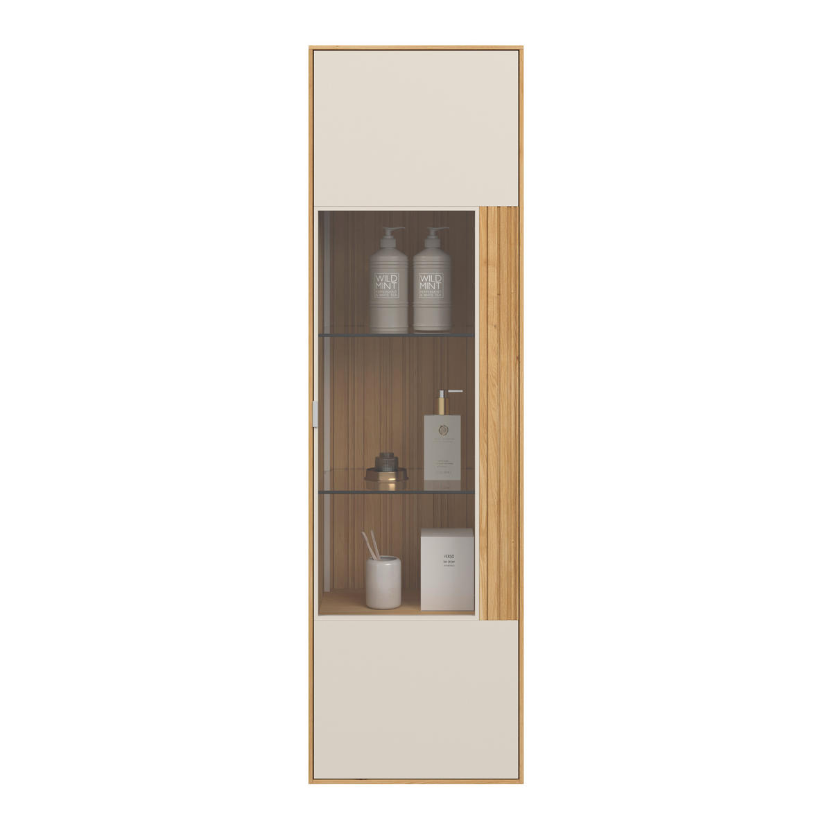 WOHNWAND  Kaschmir, Wildeiche 306,3/203,5/45,2 cm    - Kaschmir/Wildeiche, Design, Glas/Holz (306,3/203,5/45,2cm) - Dieter Knoll