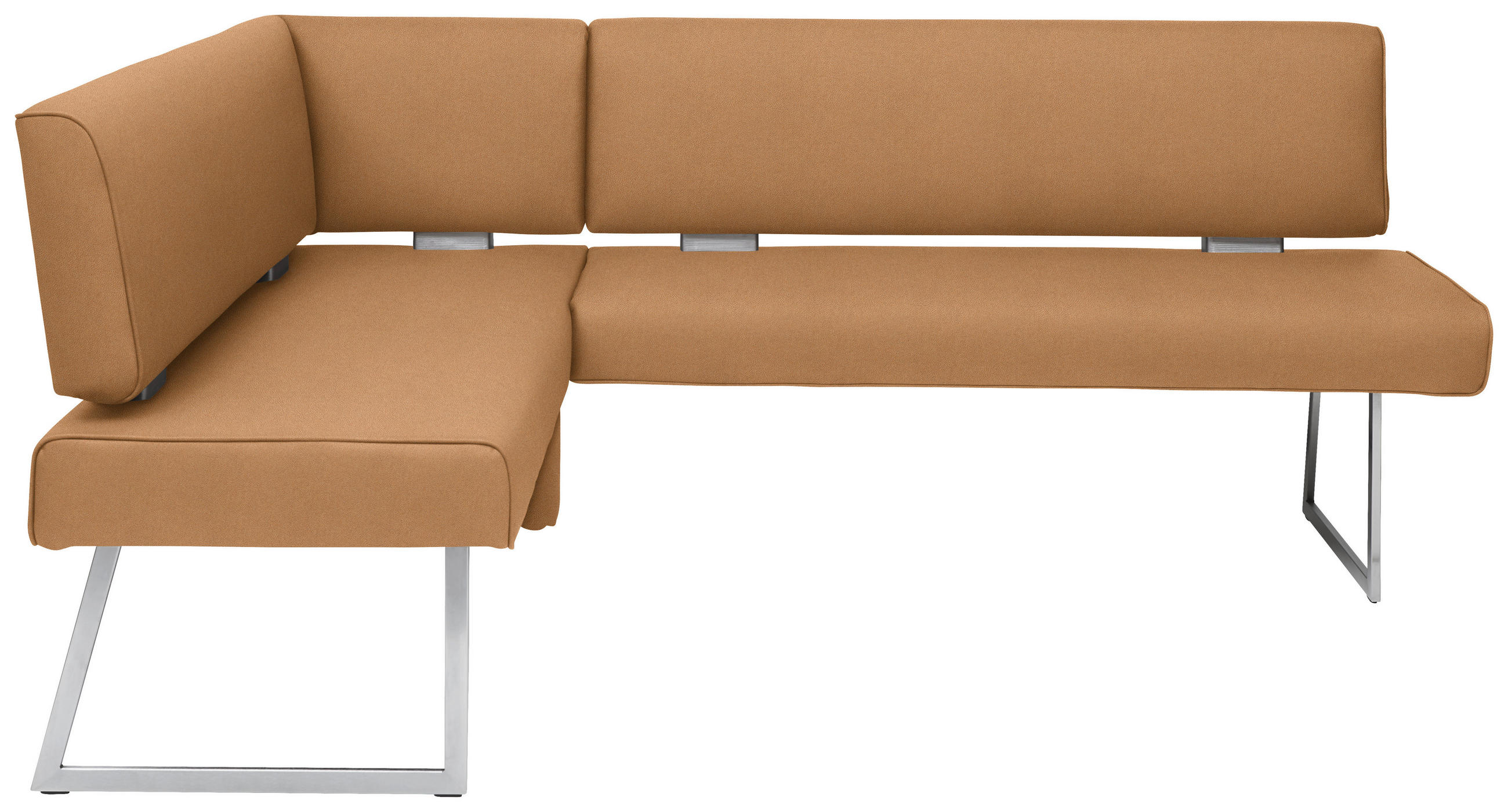 ECKBANK 160/208 cm  in Edelstahlfarben, Cognac  - Edelstahlfarben/Cognac, Design, Textil/Metall (160/208cm) - Dieter Knoll