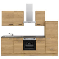 KÜCHENLEERBLOCK 270 cm   in Eichefarben, Schieferfarben  - Schieferfarben/Eichefarben, MODERN, Holzwerkstoff/Metall (270cm) - Nobilia