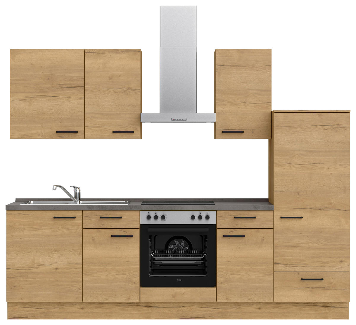 KÜCHENLEERBLOCK 270 cm   in Eichefarben, Schieferfarben  - Schieferfarben/Eichefarben, MODERN, Holzwerkstoff/Metall (270cm) - Nobilia